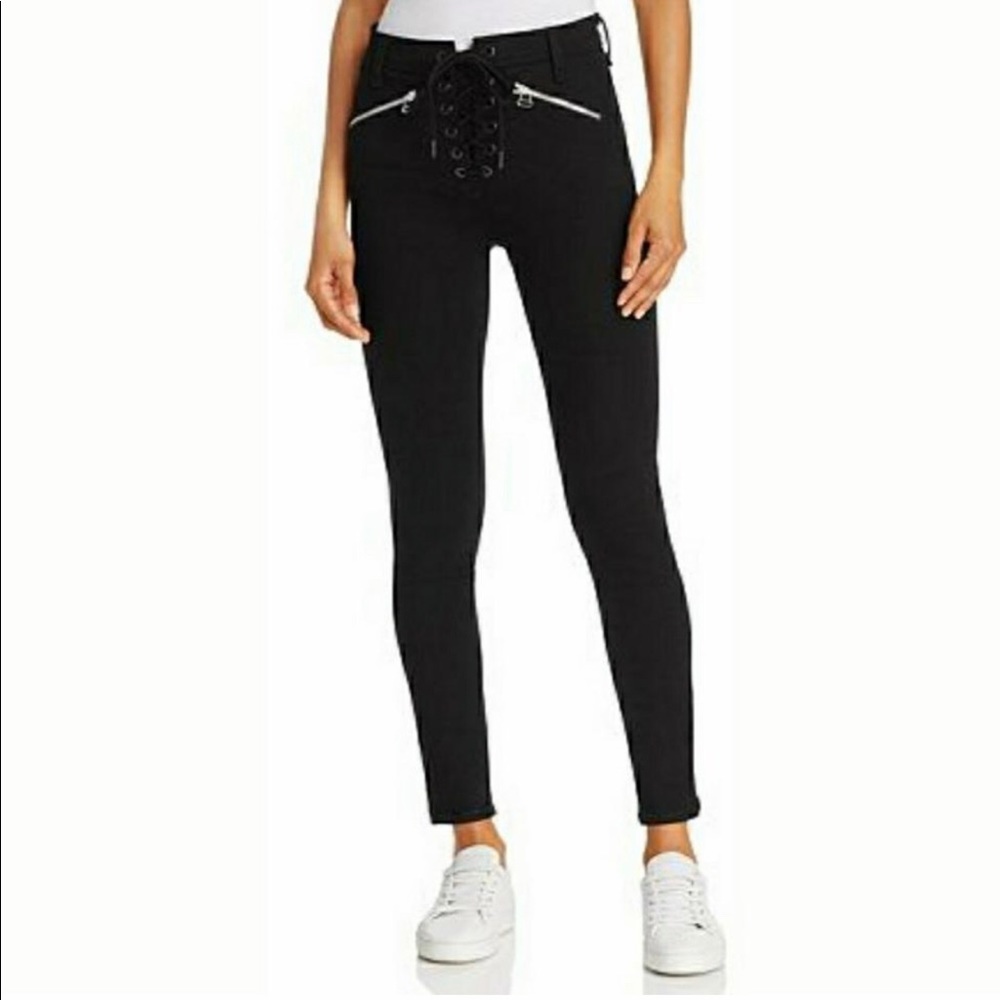 Rag & Bone lace up high rise moto skinny jeans